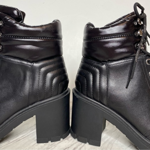 New! Marc Fisher Velima Black Leather Lace Up Lugsole Bootie 8.5 M - Picture 9 of 15